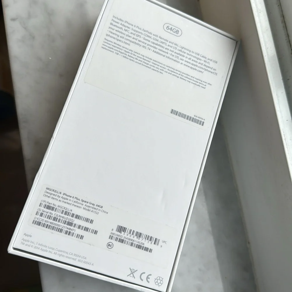Apple iPhone 6 Plus 64GB space gray - EMPTY BOX ONLY - No Accessories